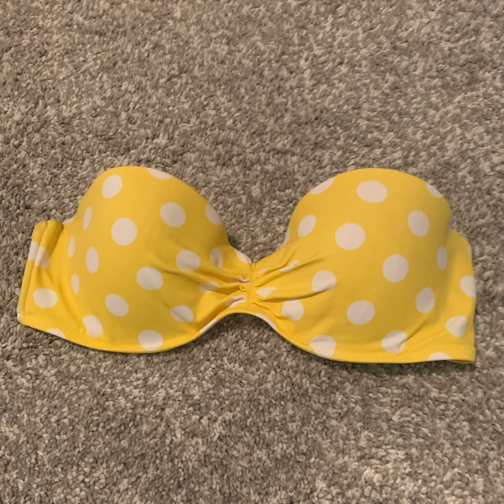 Yellow polka dot swim tube top 34C Victoria secret